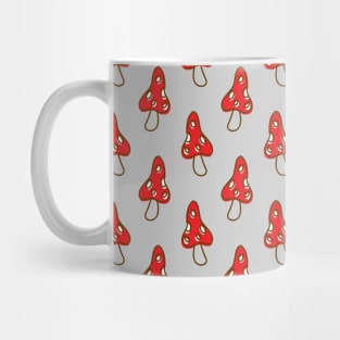 Red and Gray Spotted Mushroom Pattern Mug